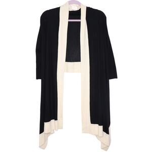GOLDE Drape Cardigan Waterfall Silk Cashmere Colorblock Black Ivory Women's S